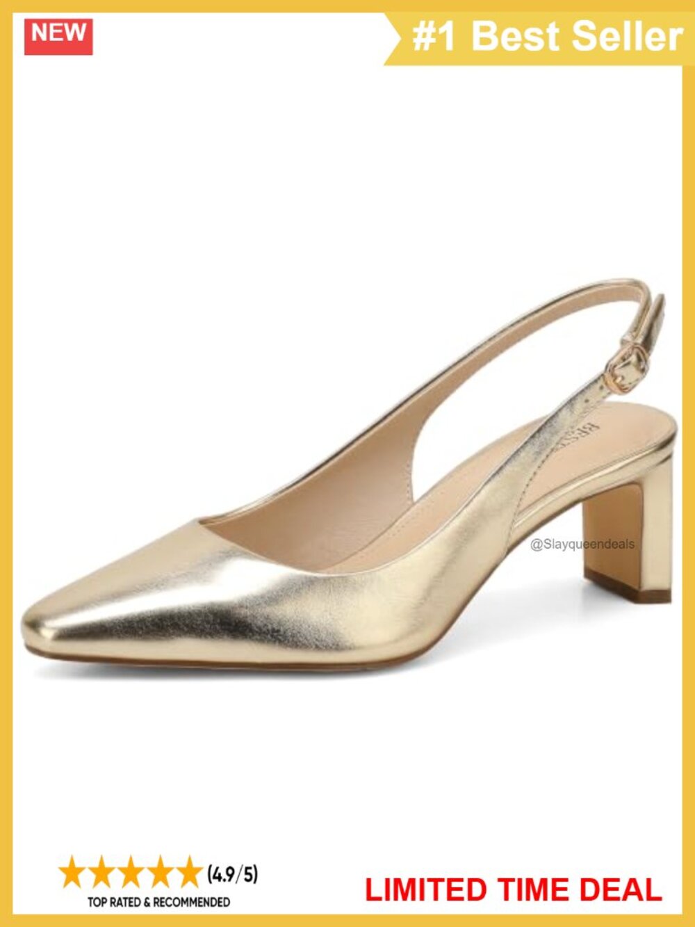 Slingback Heels Closed Toe 2.2 Inch Block Heel Pumps